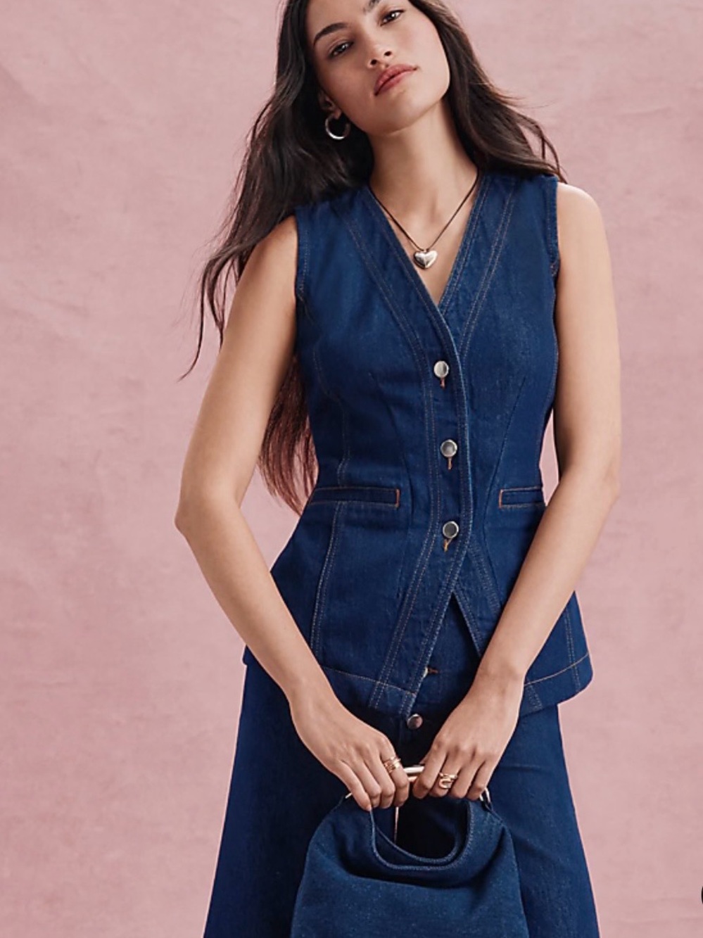 NWT Loft Dark Blue Denim Vest